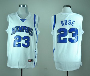 Maillot De Basket NCAA Nike Memphis Tigers Derrick Rose 23 College Basketball Throwback Blanc
